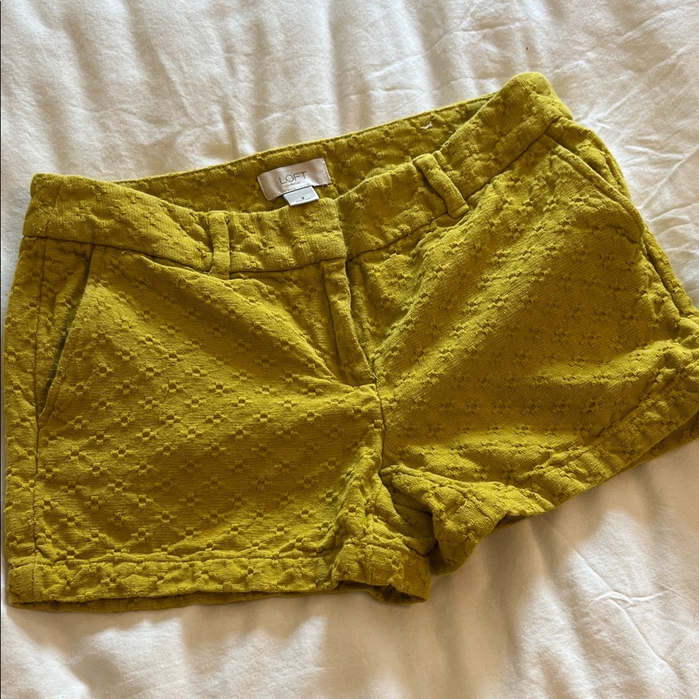 LOFT Mustard Textured High Waist Shorts
